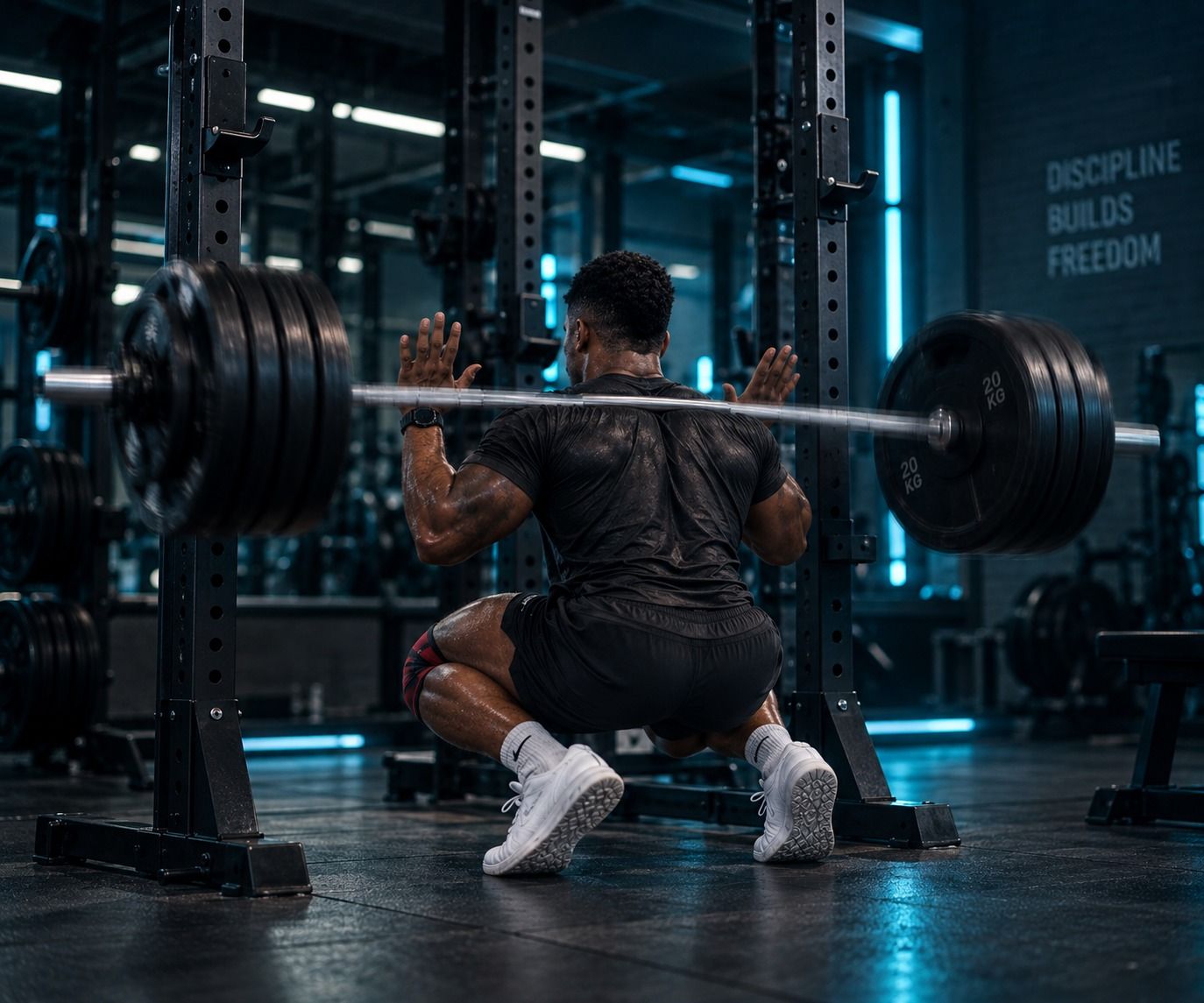 Lifter at depth in a competition-style squat — Common Squat Faults