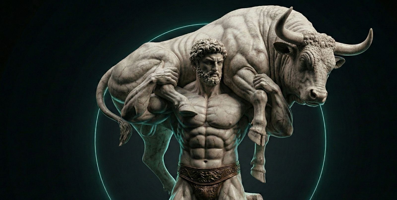 Milo of Croton carrying a bull on his shoulders