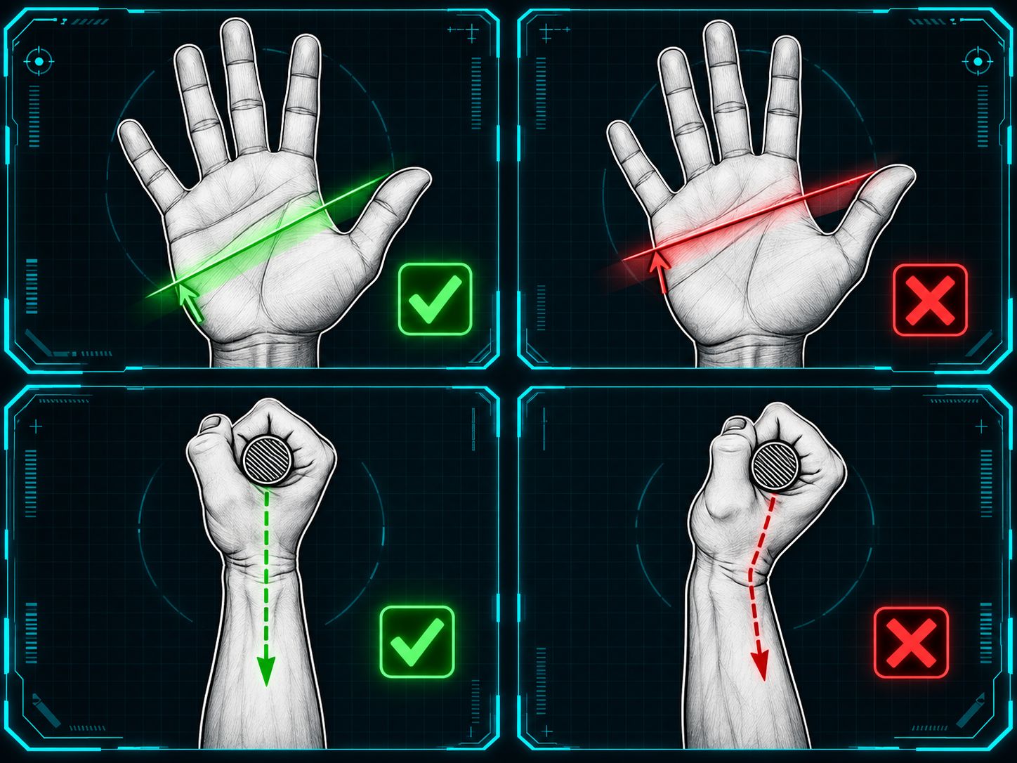 Grip and wrist stack from overhead