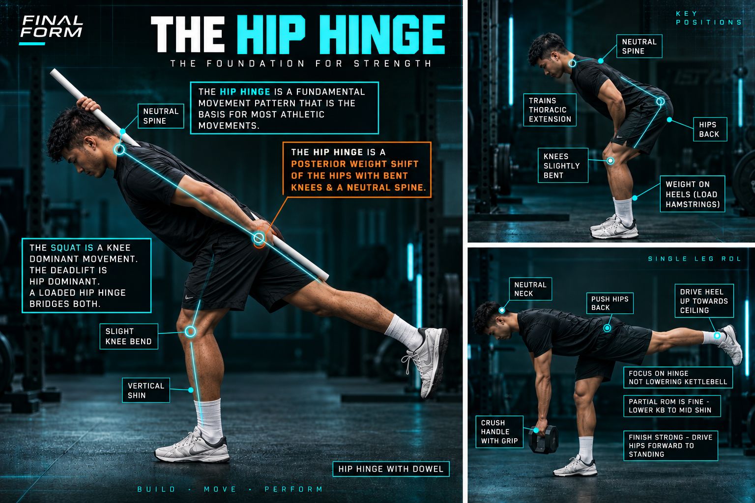 Hip hinge foundation and single-leg RDL cues