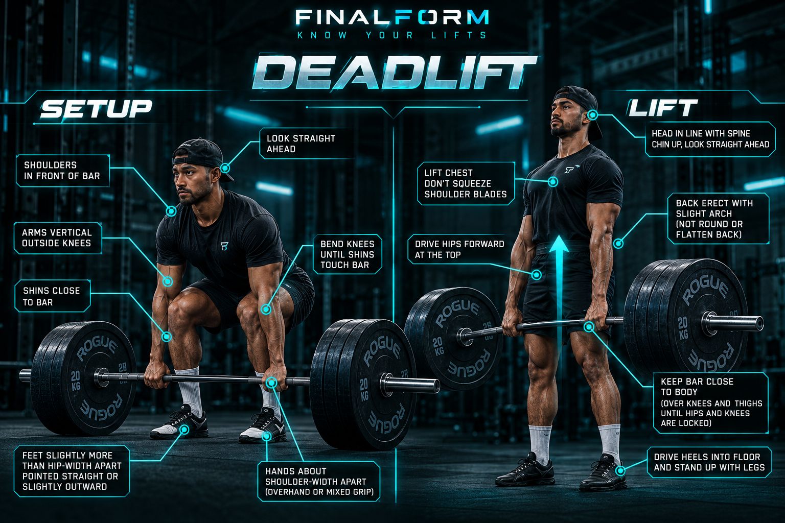 Deadlift setup and lift cue sheet