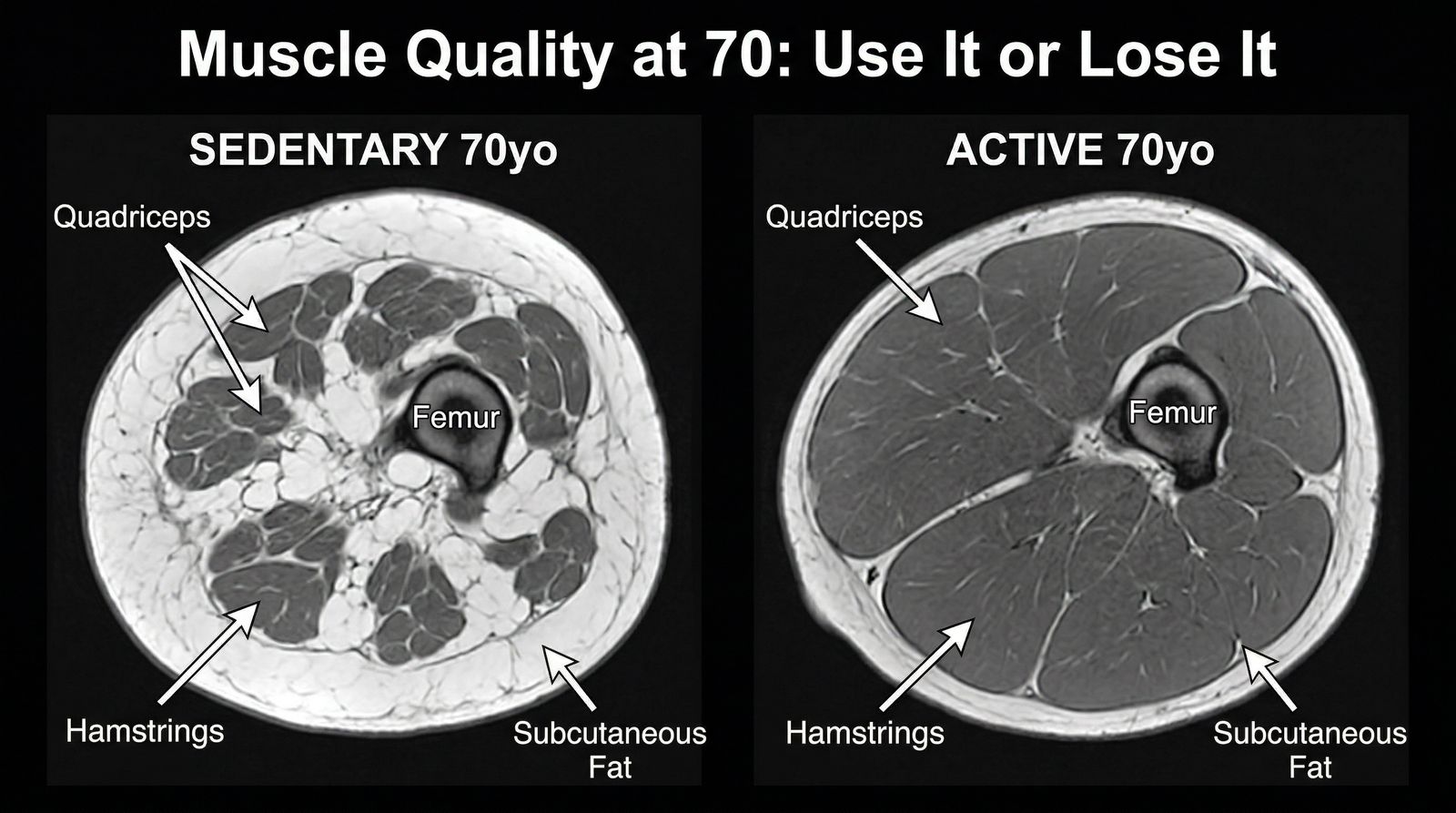 Muscle Quality at 70: Sedentary vs Active Thigh MRI Comparison